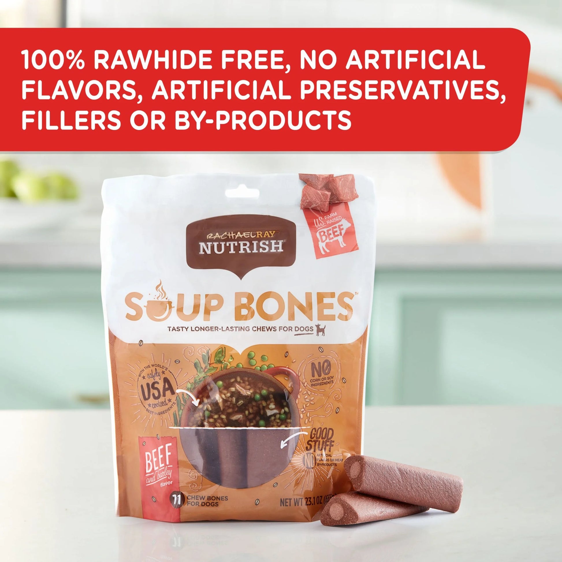 Rachael Ray  Soup Bones with Real Beef & Barley, 11 Dry Dog Chews