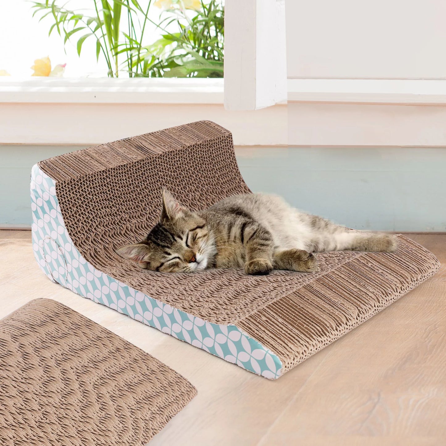 Cat Scratcher Cardboard, 2 in 1, Removable Corrugate Cat Scratching Pad with Catnip&Ball