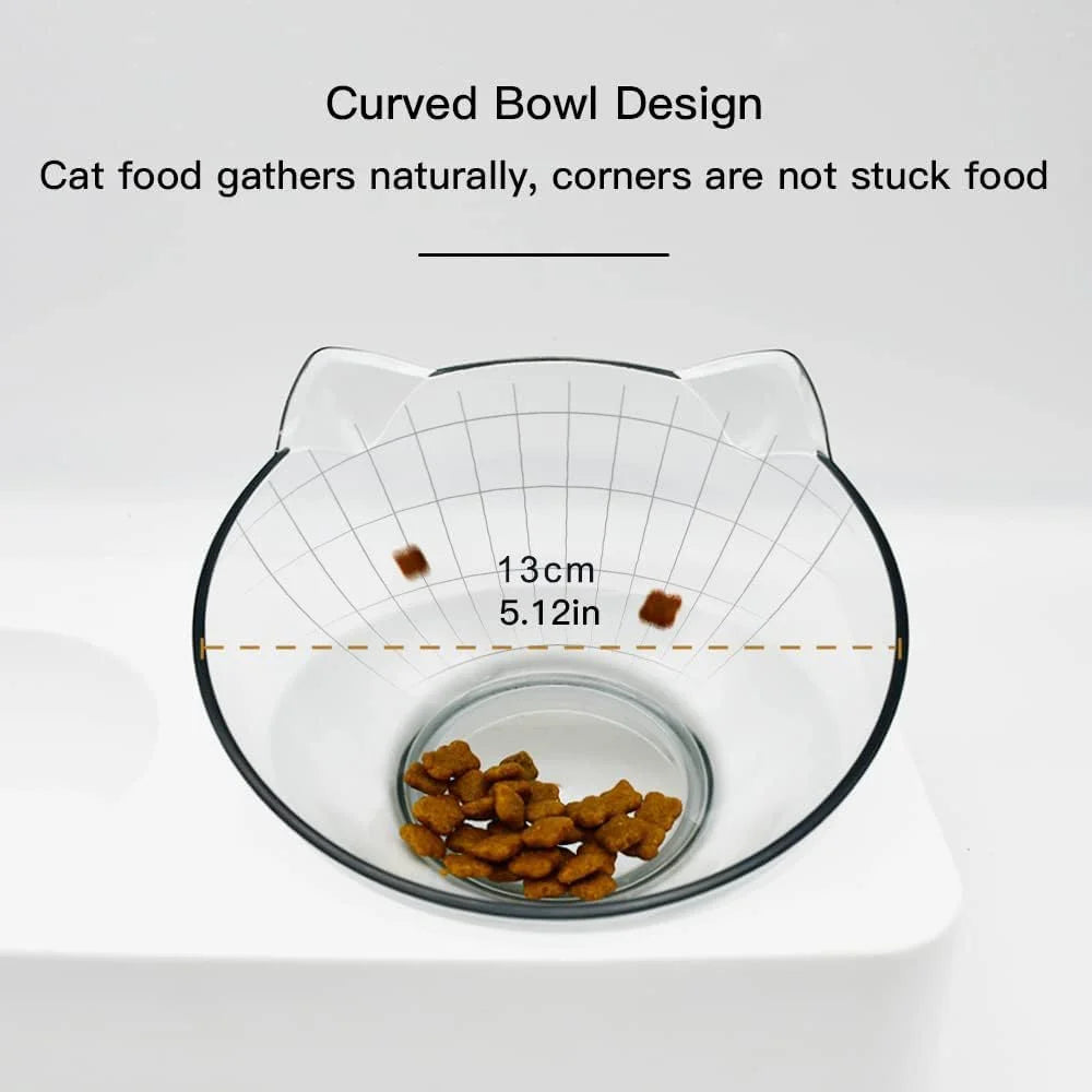 Tilted Cat Food Bowl with Feeding Mat for Food and Water, Food Feeding Dishes for Raised Cats and Puppies